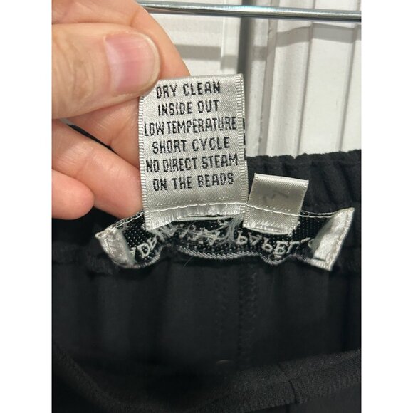 Adrianna Papell Sz 10 Black Wide Leg Pants Floral Beaded Embellished Cocktail - Picture 9 of 11